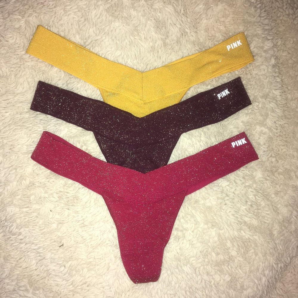 Set of 3: PINK weekender shimmer thongs